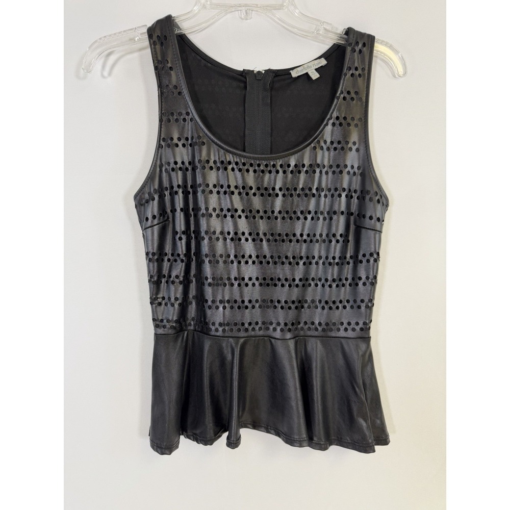 VTG Charlotte Russe Top Sz M Black Goth Grunge Indie Peplum Tank